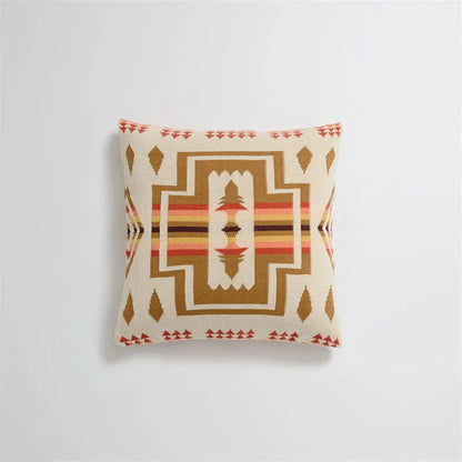 Geometric-patterned cushion cover made of soft, breathable 100% cotton