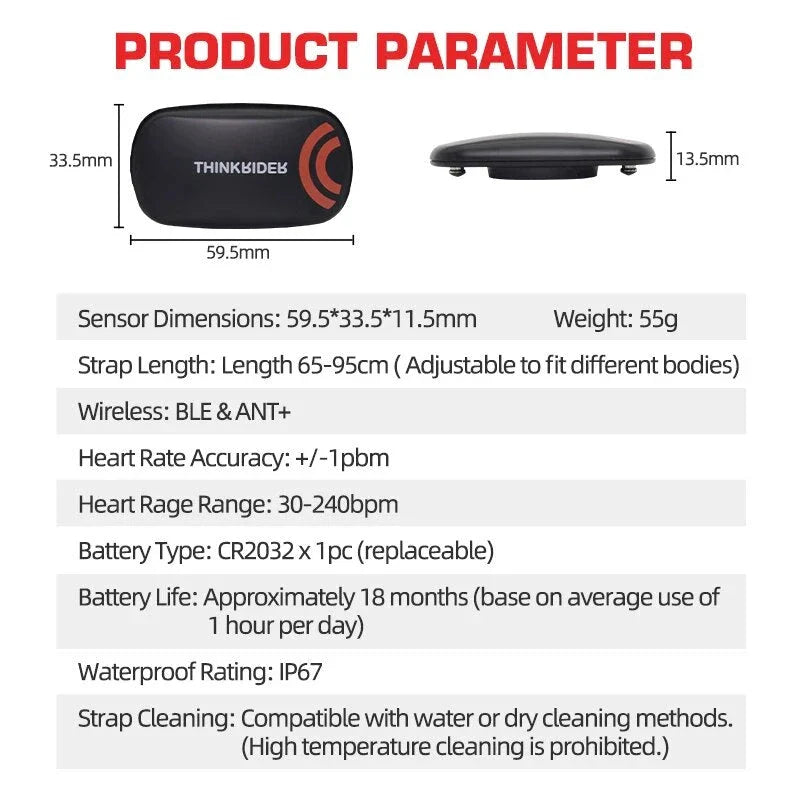 ThinkRider Heart Rate Monitor Chest Strap for Fitness Enthusiasts