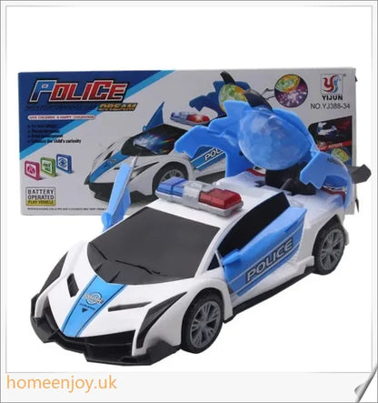 A 360-degree rotating police car toy with flashing LED lights and siren sounds, perfect for young law enforcement enthusiasts.