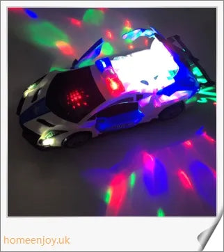 A 360-degree rotating police car toy with flashing LED lights and siren sounds, perfect for young law enforcement enthusiasts.