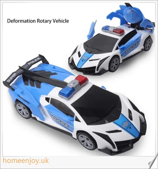 A 360-degree rotating police car toy with flashing LED lights and siren sounds, perfect for young law enforcement enthusiasts.