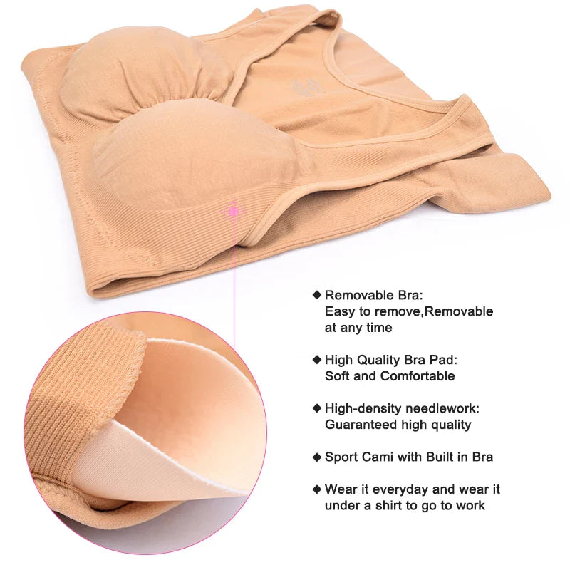 A close-up image of a black compression vest with a built-in bra, designed to sculpt and support the figure.