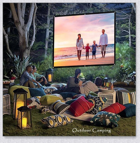 Portable 150-inch outdoor movie projector screen with matte white surface for clear projection and wide viewing angles