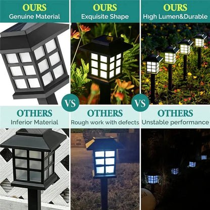 Elegant, eco-friendly solar-powered LED pathway lights illuminating a garden walkway