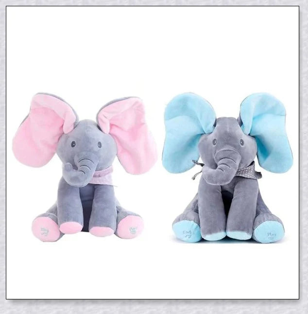Personalized Flappy the Elephant, a soft, interactive plush toy that sings and plays peek-a-boo with your child