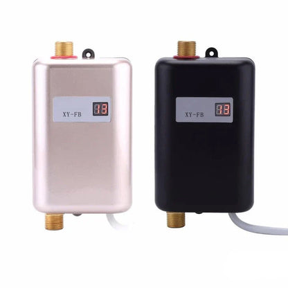 Premium electric water heater with stainless steel shell and temperature control features