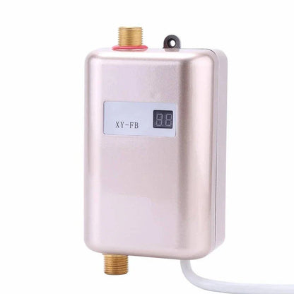 Premium electric water heater with stainless steel shell and temperature control features