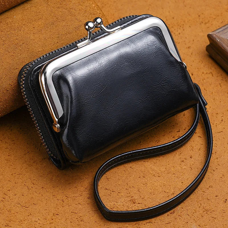 Ladies buckle coin purse with 4-inch metal clip closure in five colour options