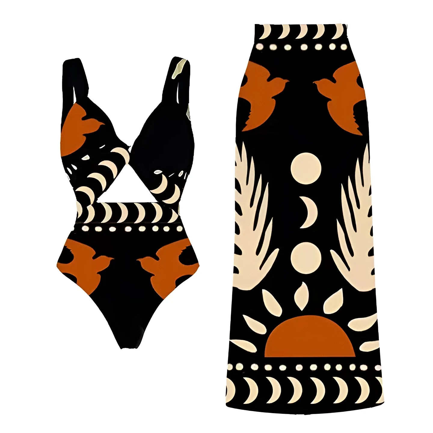 Women's black and yellow one-piece swimsuit made from polyester for beachwear