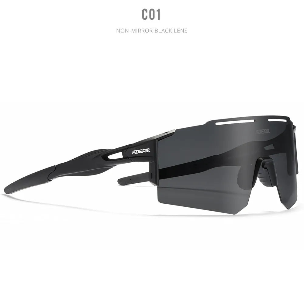 Polarised cycling sunglasses with frameless TR90 lightweight frame in sports design for athletic activities