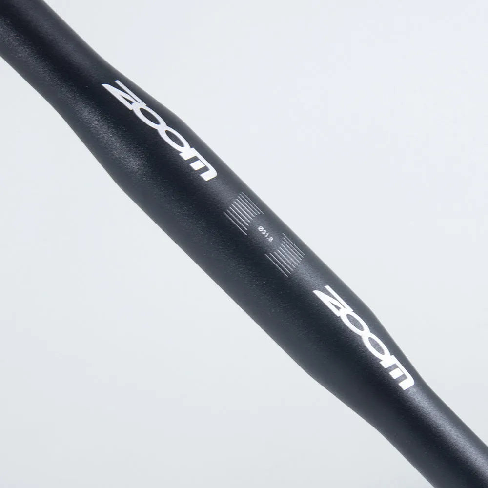 Black aluminium alloy road bike bent handlebar showing 420mm width and 31.8mm clamp area
