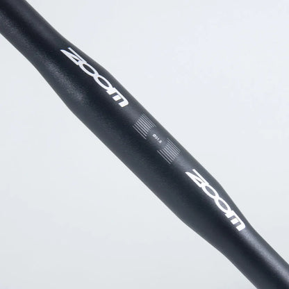 Black aluminium alloy road bike bent handlebar showing 420mm width and 31.8mm clamp area