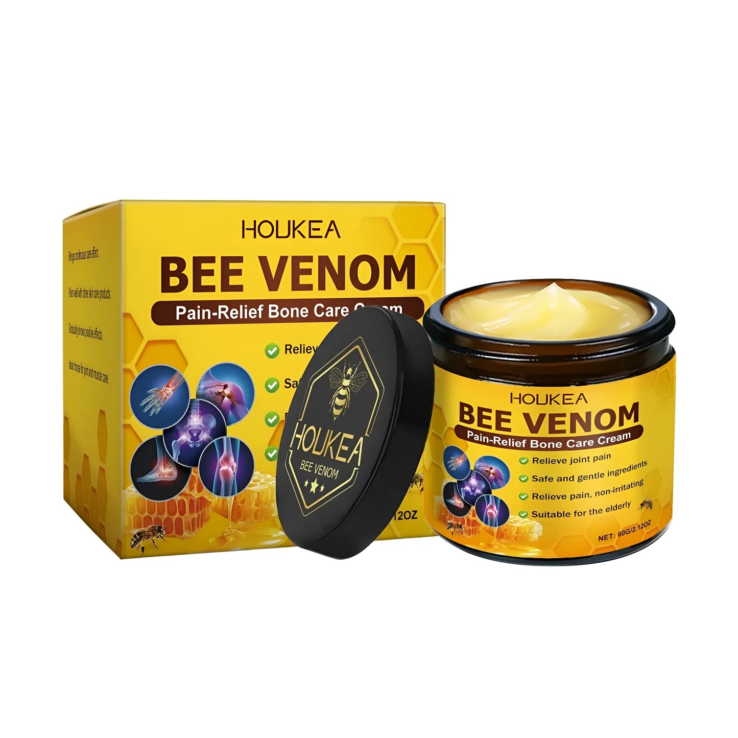 60g tube of bee venom and mint leaf pain relief cream for topical application