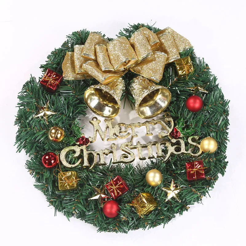 Wooden Christmas garland decoration in red and green festive styles, 30cm long.