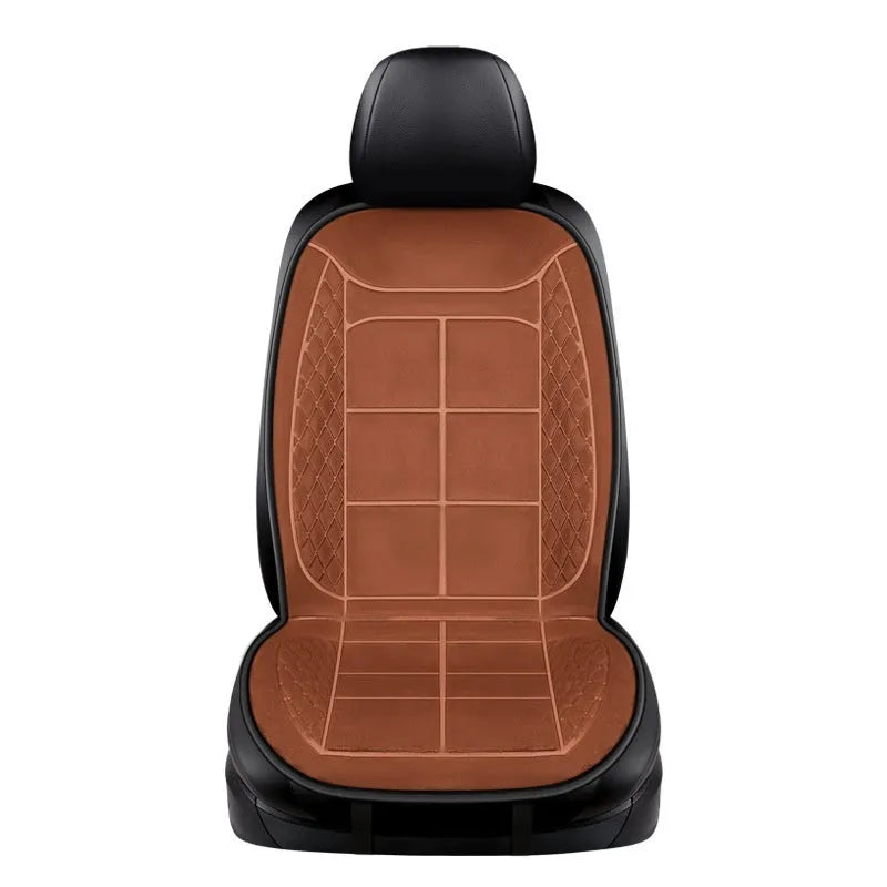 Auto heating car seat cushion for winter driving in beige, black or coffee colours