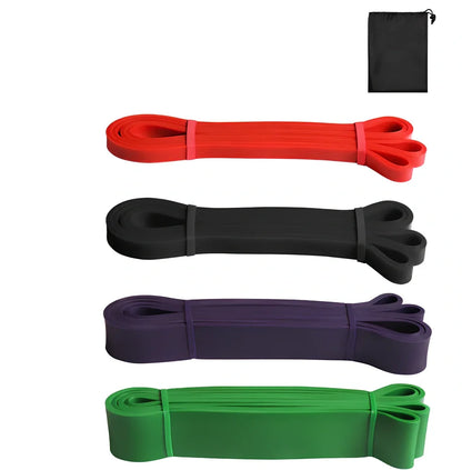Fashion fitness stretch resistance band showing 2080mm length and multiple width options from 12mm to 45mm