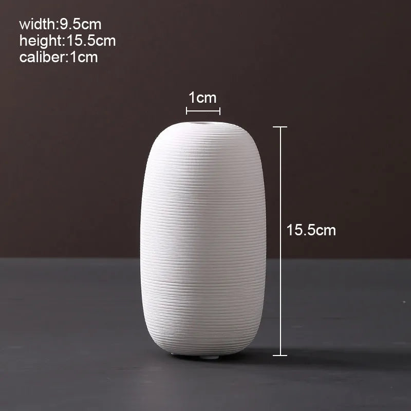 Modern Scandinavian ceramic vase with textured inlay surface decoration