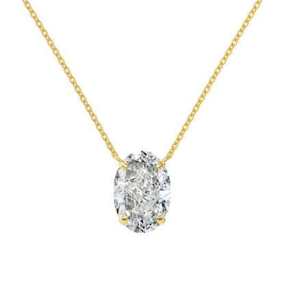 Close-up of a geometric oval ice flower pendant on a sterling silver necklace, showing gold or platinum finish.