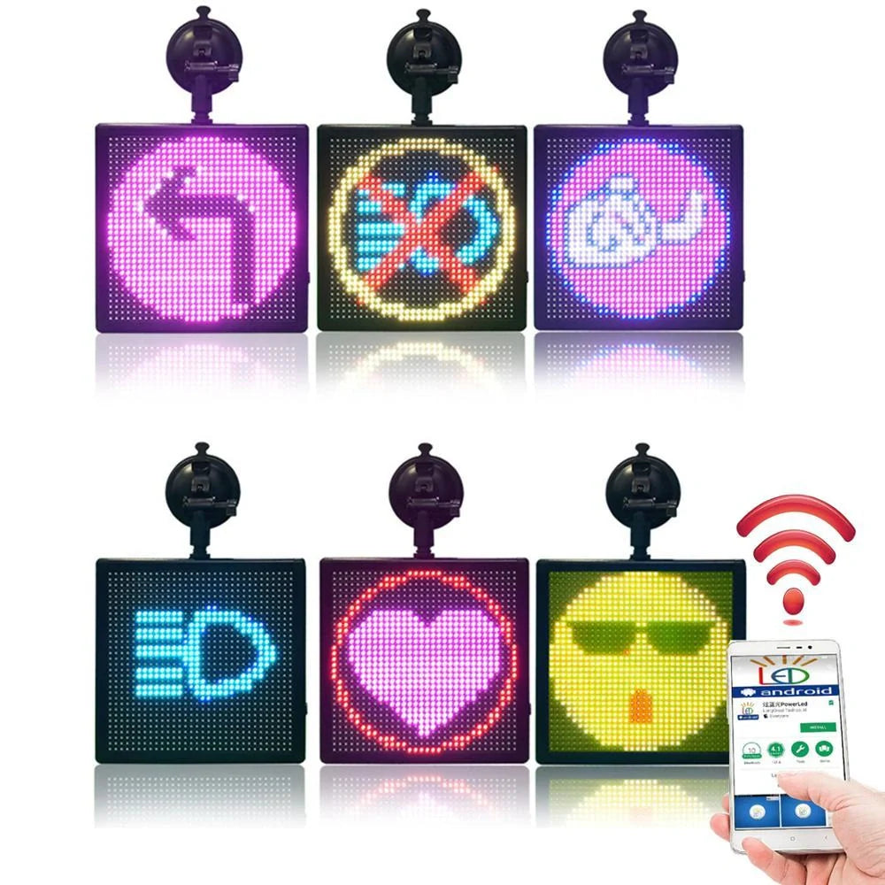 Customisable car rear window LED display with vibrant seven-colour messages