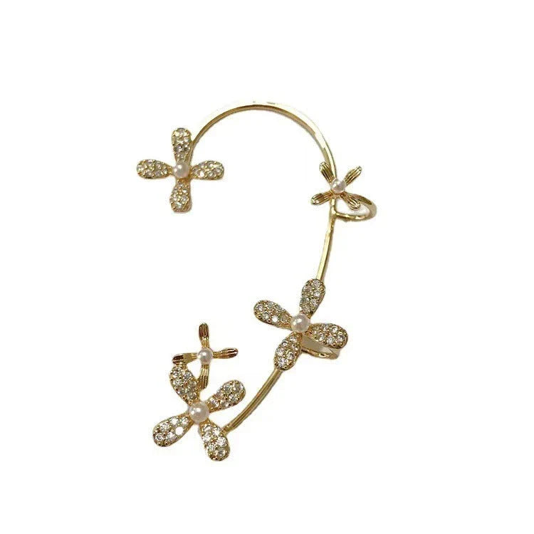 Elegant gold-plated butterfly ear cuffs with sparkling zircon accents, perfect for women's fashion and accessorizing