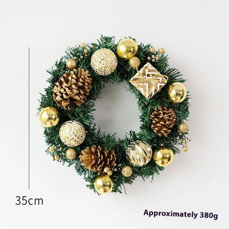 PVC Christmas wreath ring decoration in golden or red colour with rattan-inspired design