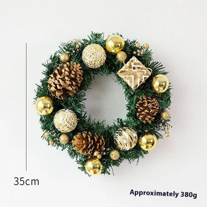 PVC Christmas wreath ring decoration in golden or red colour with rattan-inspired design