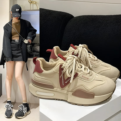 Women's retro platform sports shoes in black colour with lace-up front and rubber sole