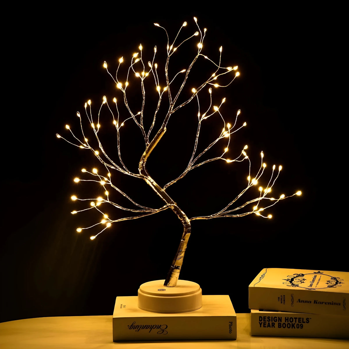 50cm tall LED tree-shaped decorative lamp with copper wire branches and warm white lighting