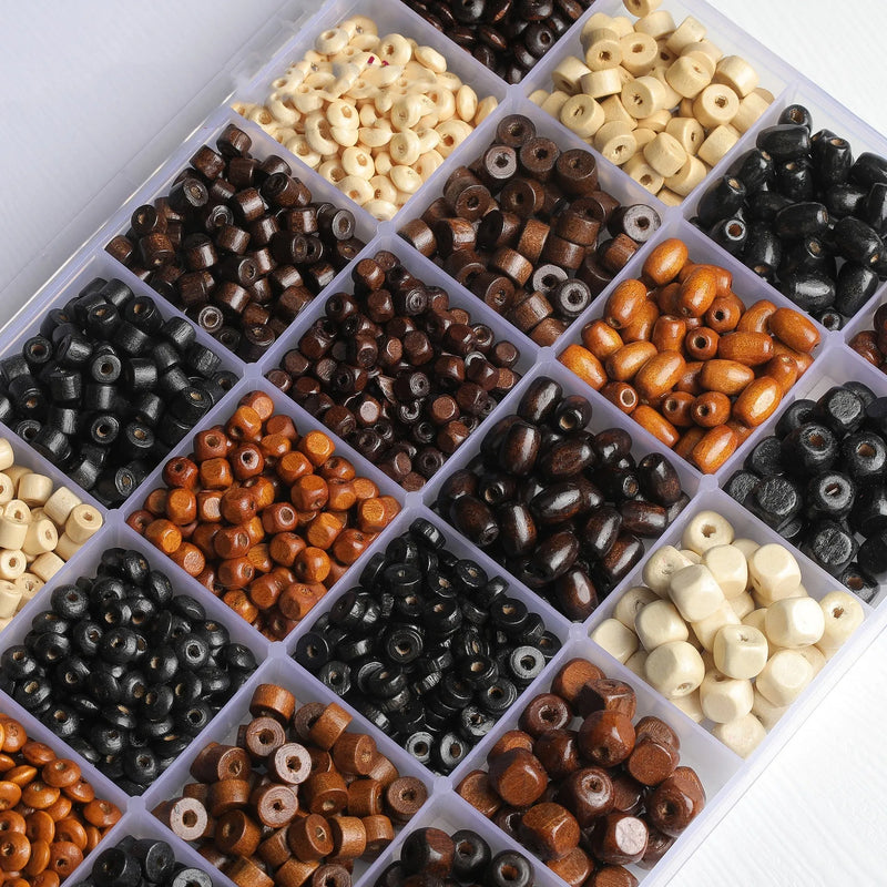 Vintage solid wood scattered bead necklace accessories DIY craft kit with 56 piece multi-colour mixed beads pack for ethnic national style jewellery making and mixed media art projects