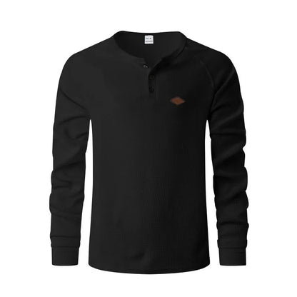 Waffle pattern raglan sleeve pullover in thin polyester fabric shown in sapphire blue