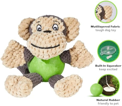 Cartoon monkey plush dog toy with squeakers for small medium dogs