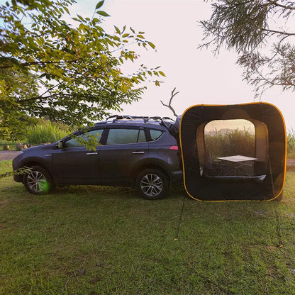 Outdoor pop-up camping car tail tent in black colour with quick assembly design
