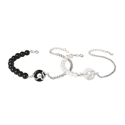A New Chinese style 925 sterling silver couple's bracelet with snake zodiac detailing and a safe buckle clasp.