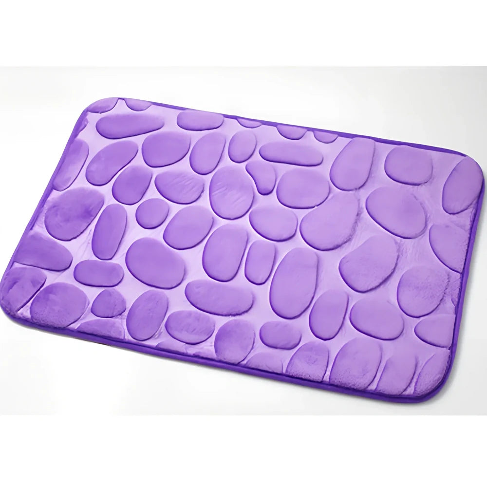 3D cobblestone texture bath mat with non-slip PVC backing in grey colour