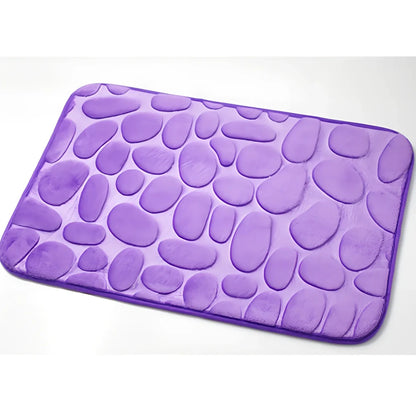 3D cobblestone texture bath mat with non-slip PVC backing in grey colour
