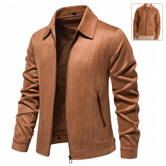 Men's stylish suede lapel zipper jacket for autumn and winter in various colours