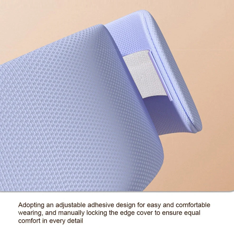 Double-sided sleep mask showing warm cotton and cooling ice silk surfaces with adjustable headband