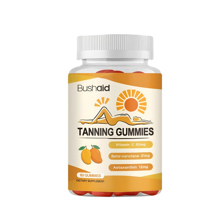 Meihei beauty supplement gummies with white caps, 60-count pack of fruit-flavoured soft candies.