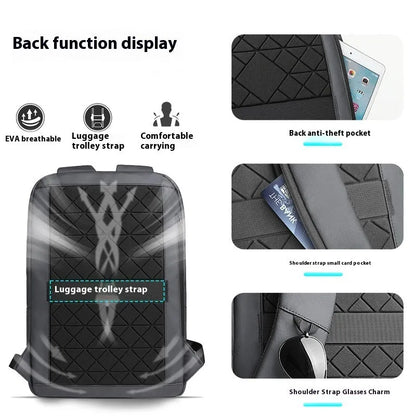 Men's lightweight Oxford cloth backpack in dark grey, olive green, blue or black for business travel