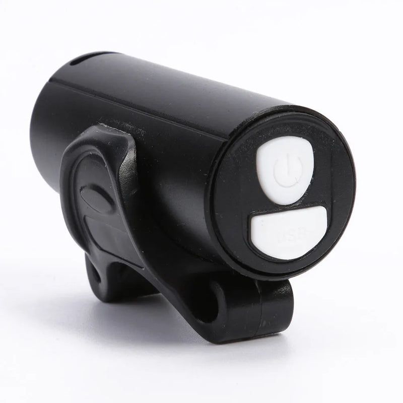 Bicycle front light with 350 lumens brightness, USB rechargeable battery for mountain biking, commuter cycling and night riding, black bicycle headlamp