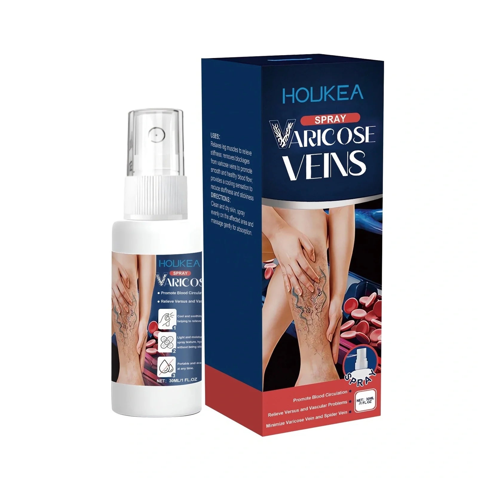 30ml varicose veins spray bottle with herbal ingredients for leg discomfort relief