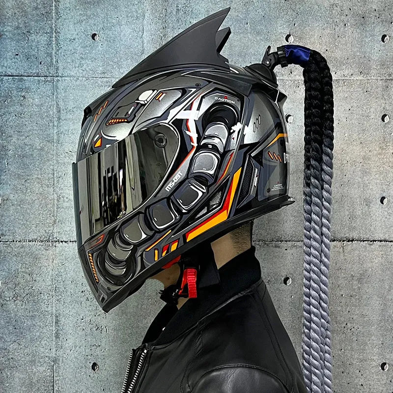 Couples' Dirty Braids full-face motorcycle helmet in ABS construction with graphic design options