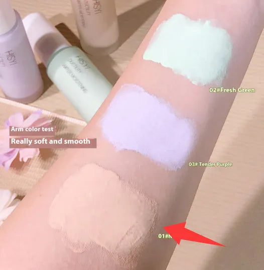 HISYI silky clear brightening makeup primer in three colour options.