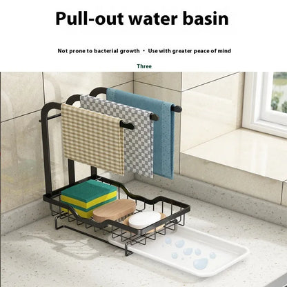 White foldable plastic kitchen draining rack shown in new Chinese style, suitable for wall mounting or desktop use.