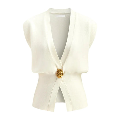 Women's loose fit V-neck button cardigan in a knitted polyester fabric, shown in a range of colours.