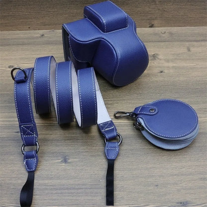 PU shoulder bag for a single mirrorless camera, shown in oil skin or palm print finish