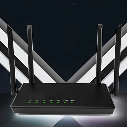Portable 300m home wifi router with five Ethernet ports in black or white colour options