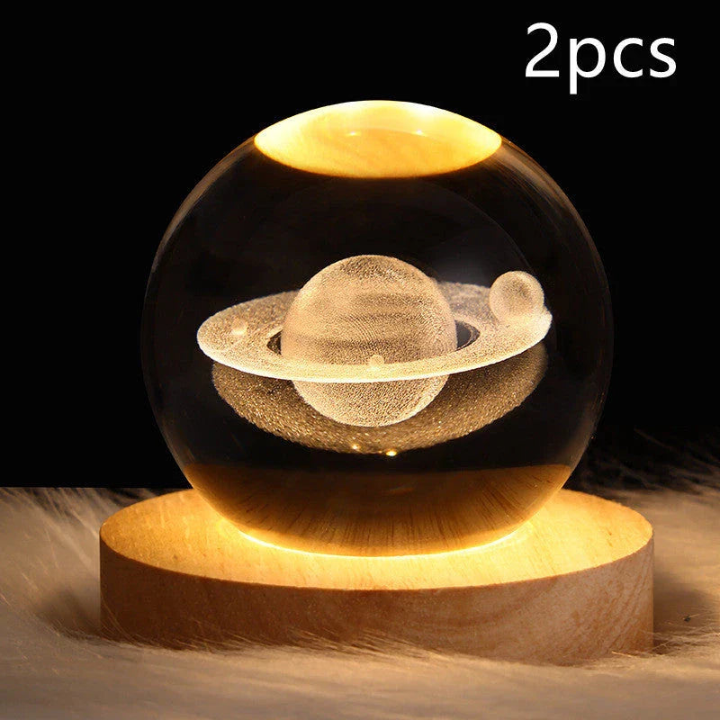 Enchanting galaxy crystal ball night light with 3D pattern, creating a mesmerizing celestial display for bedroom decor