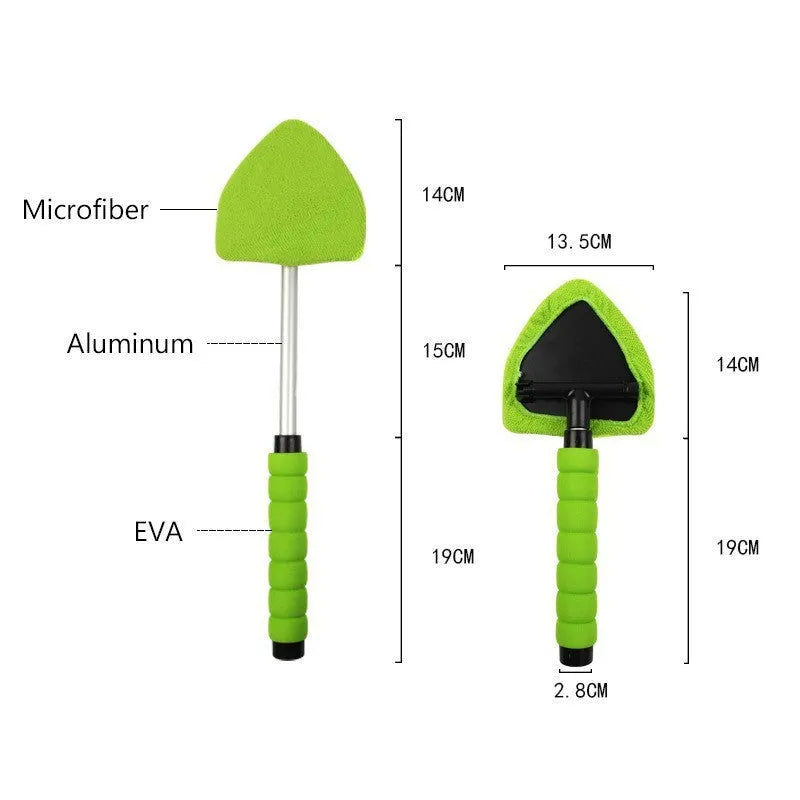 Car windshield window cleaning brush for car wash maintenance, plastic construction brush with soft bristles designed for vehicle glass and exterior surfaces, available in red, green, or sapphire blue colour options