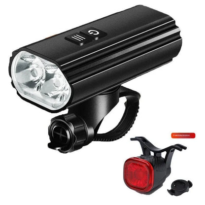 USB rechargeable bicycle headlight and taillight set with mounting bracket for night cycling safety